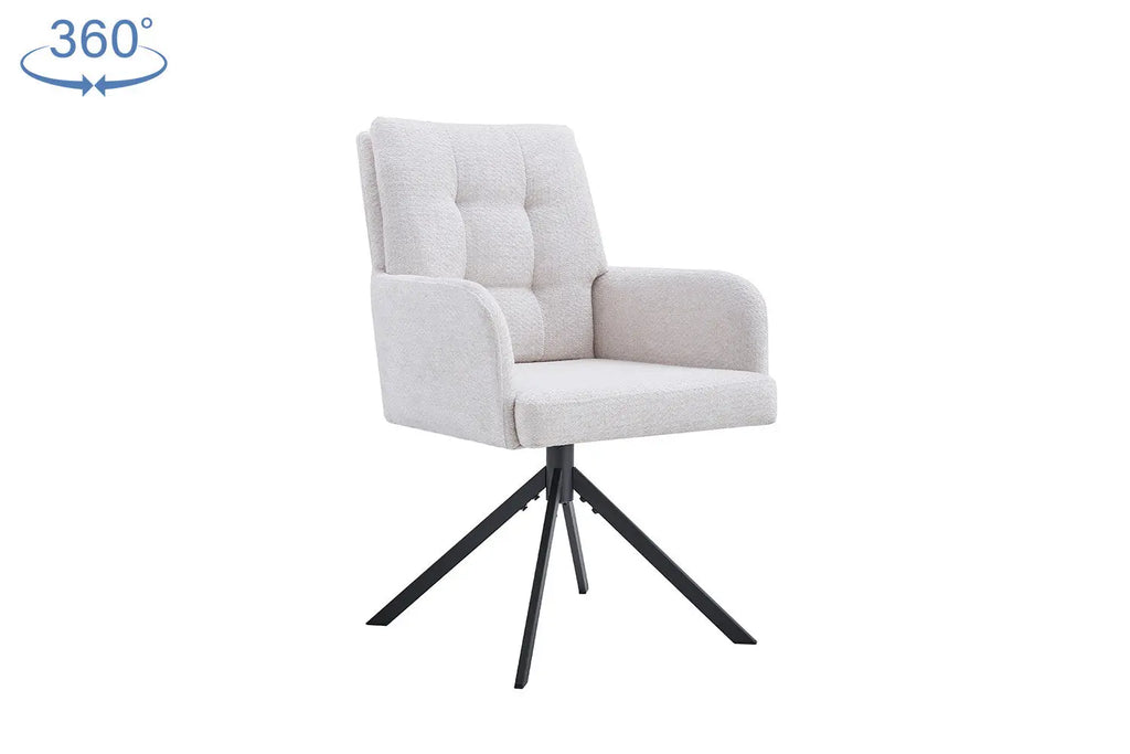 Chaise pivotante GRANA Écru avec accoudoirs – 85 x 50 cm | TIKAYLA