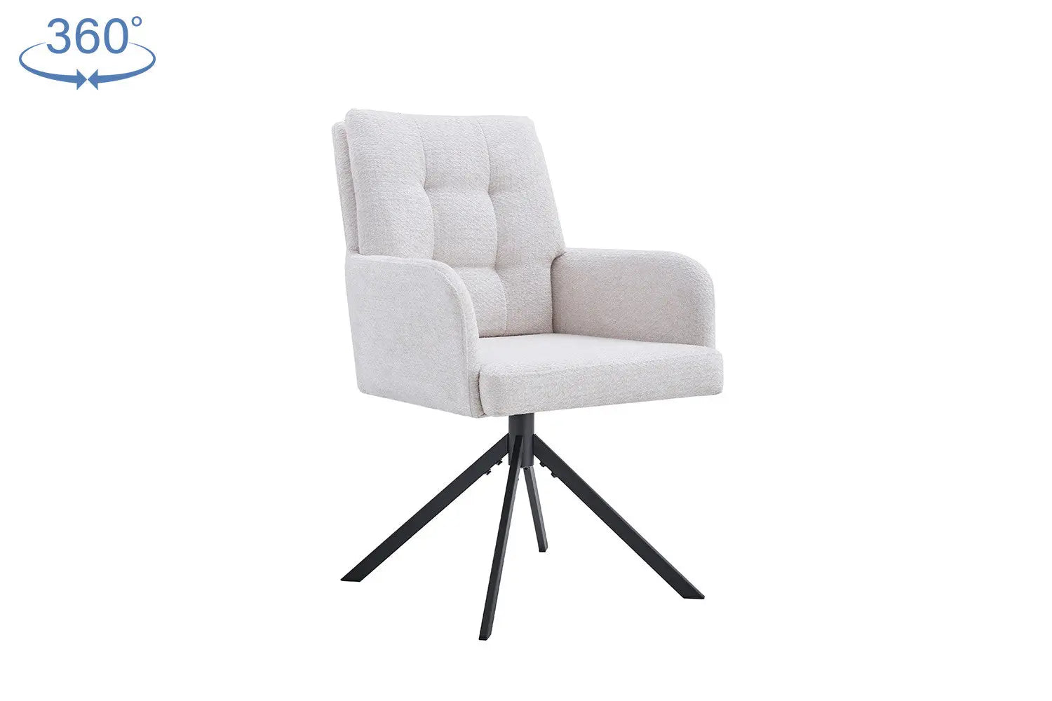 Chaise pivotante GRANA Écru avec accoudoirs – 85 x 50 cm | TIKAYLA