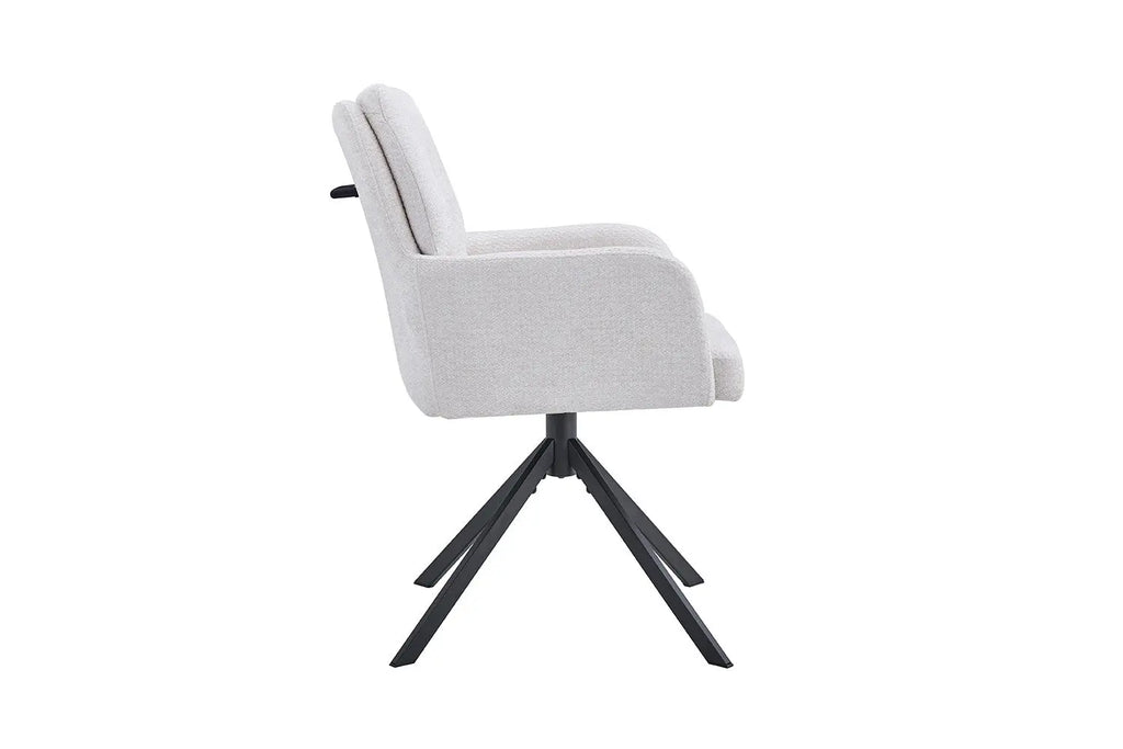 Chaise pivotante GRANA Écru avec accoudoirs – 85 x 50 cm | TIKAYLA