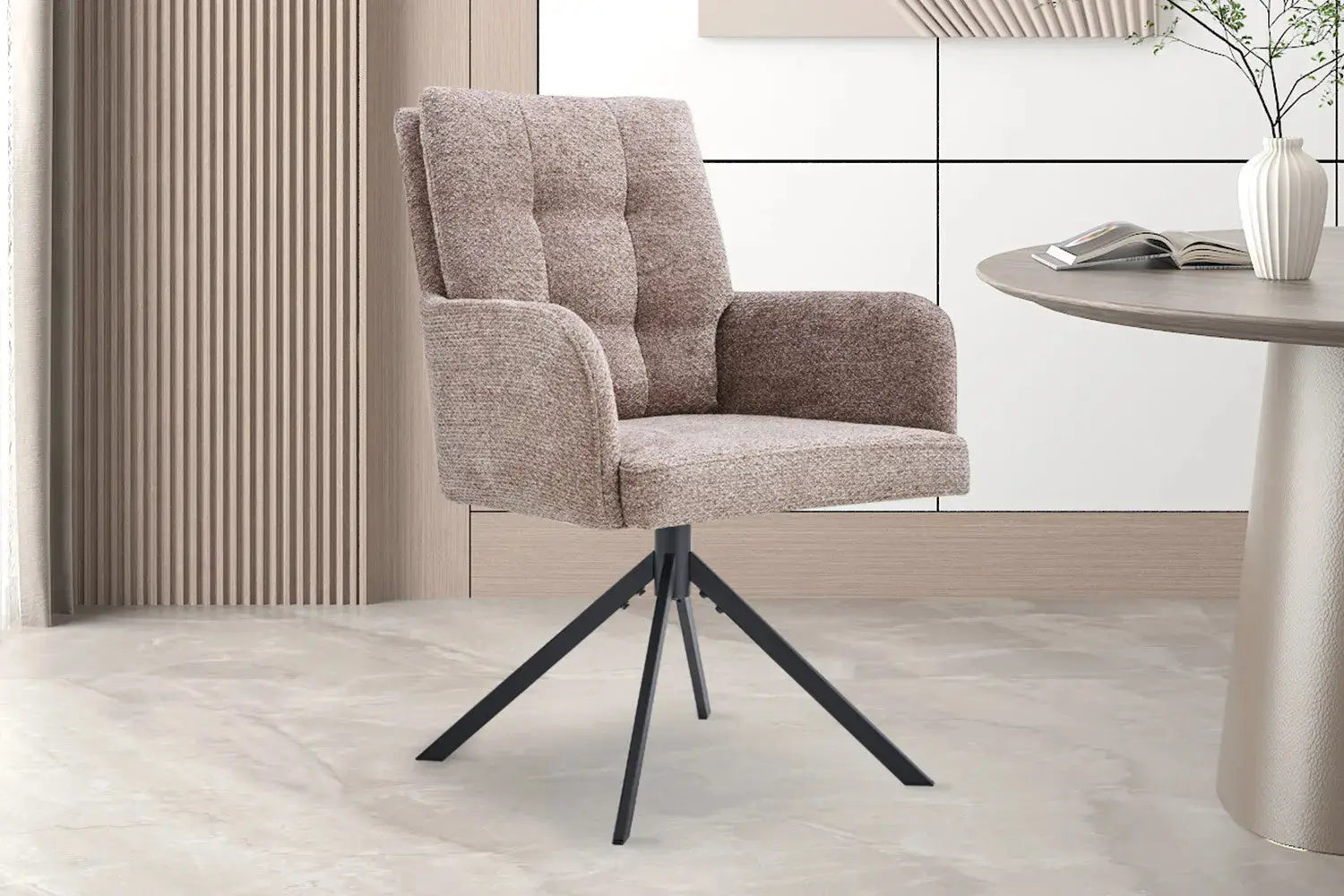 Chaise pivotante GRANA Sable avec accoudoirs – 85 x 50 cm | TIKAYLA