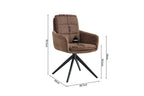 Chaise pivotante LISAYA Brun avec accoudoirs – 92,5 x 60,5 cm | TIKAYLA