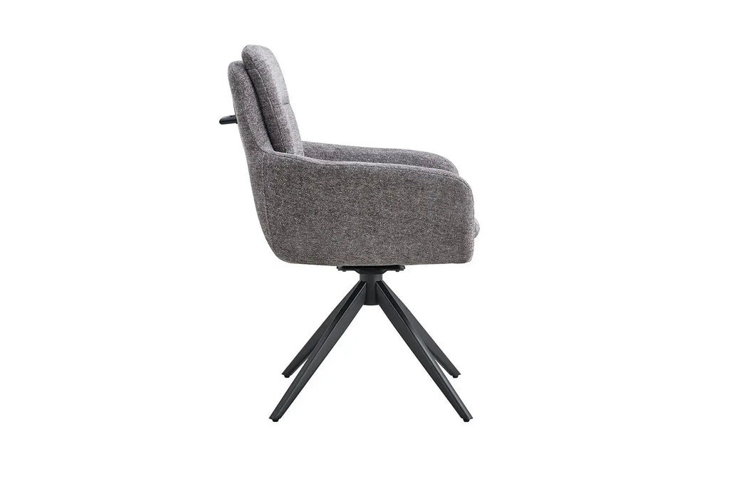Chaise pivotante LISAYA Gris foncé avec accoudoirs – 92,5 x 60,5 cm | TIKAYLA