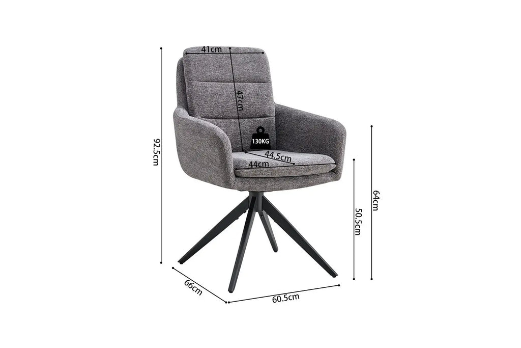 Chaise pivotante LISAYA Gris foncé avec accoudoirs – 92,5 x 60,5 cm | TIKAYLA