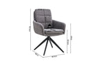 Chaise pivotante LISAYA Gris foncé avec accoudoirs – 92,5 x 60,5 cm | TIKAYLA