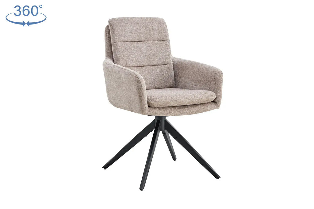 Chaise pivotante LISAYA Sable avec accoudoirs – 92,5 x 60,5 cm | TIKAYLA