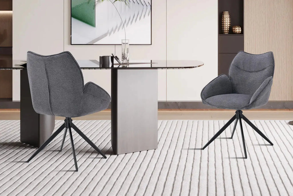 Chaise pivotante MAHY Gris foncé avec accoudoirs – 90 x 60 cm | TIKAYLA