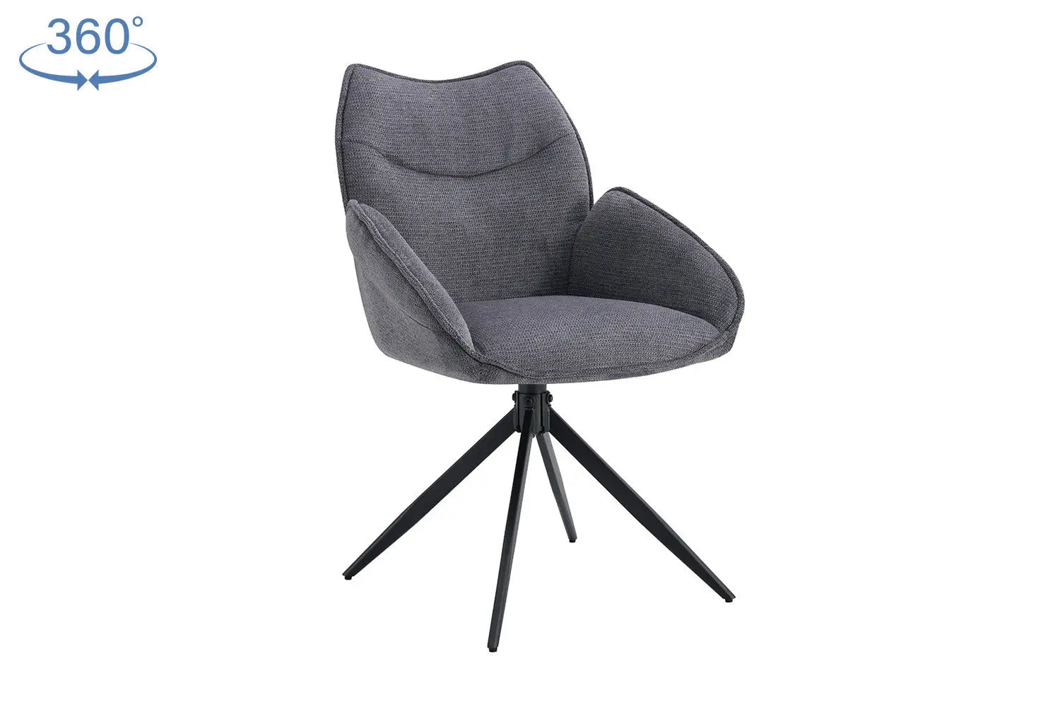 Chaise pivotante MAHY Gris foncé avec accoudoirs – 90 x 60 cm | TIKAYLA