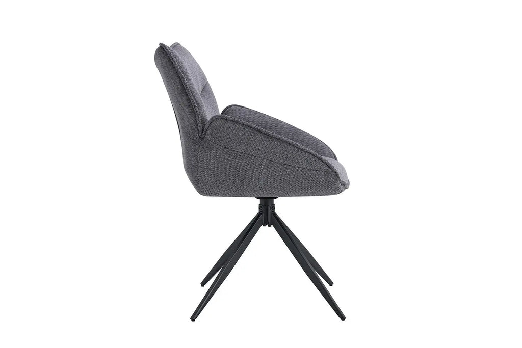 Chaise pivotante MAHY Gris foncé avec accoudoirs – 90 x 60 cm | TIKAYLA