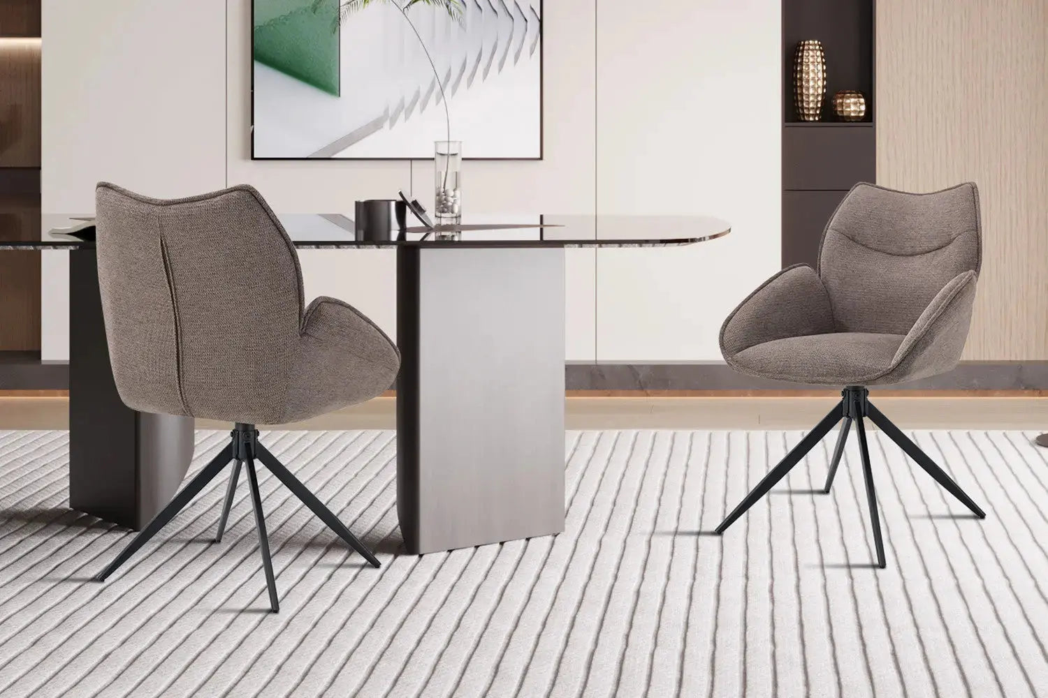 Chaise pivotante MAHY Poivre avec accoudoirs – 90 x 60 cm | TIKAYLA