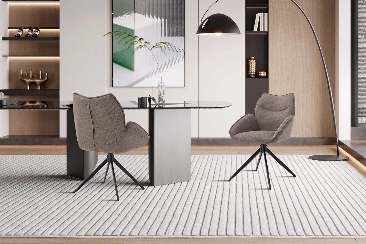 Chaise pivotante MAHY Poivre avec accoudoirs – 90 x 60 cm | TIKAYLA
