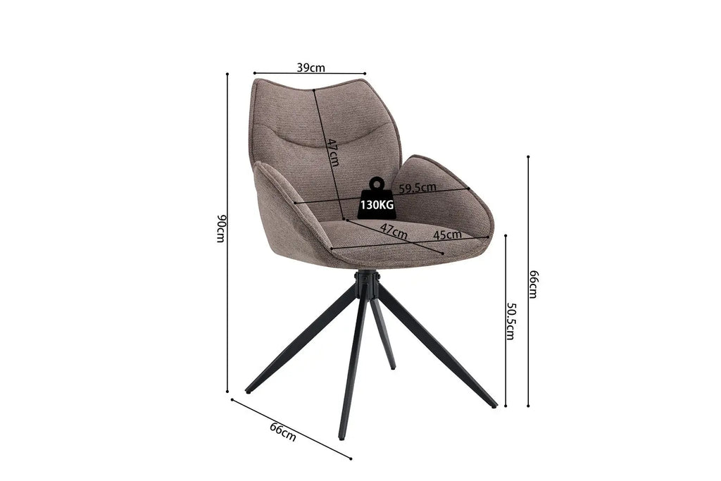 Chaise pivotante MAHY Poivre avec accoudoirs – 90 x 60 cm | TIKAYLA