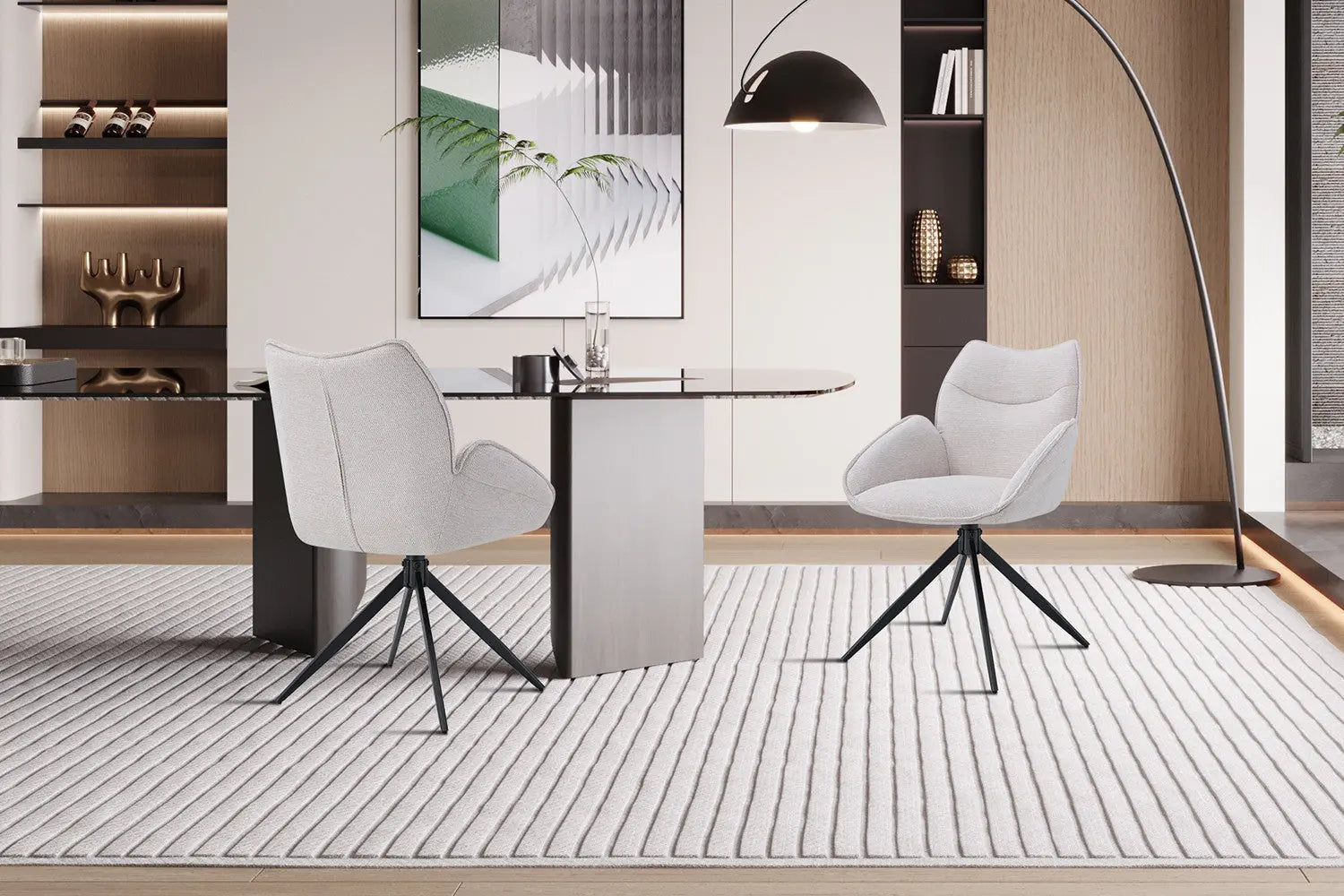 Chaise pivotante MAHY Beige avec accoudoirs – 90 x 60 cm | TIKAYLA