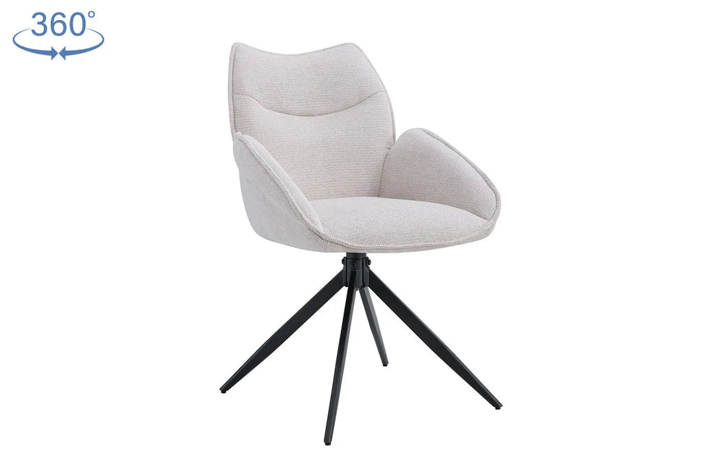Chaise pivotante MAHY Beige avec accoudoirs – 90 x 60 cm | TIKAYLA