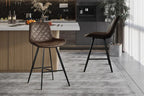 Chaise de bar ALYCANTE en simili cuir brun foncé - 49 x 56 cm | TIKAYLA