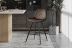 Chaise de bar ALYCANTE en simili cuir brun foncé - 49 x 56 cm | TIKAYLA