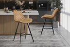 Chaise de bar ALYCANTE en simili cuir cognac - 49 x 56 cm | TIKAYLA