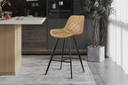 Chaise de bar ALYCANTE en simili cuir cognac - 49 x 56 cm | TIKAYLA