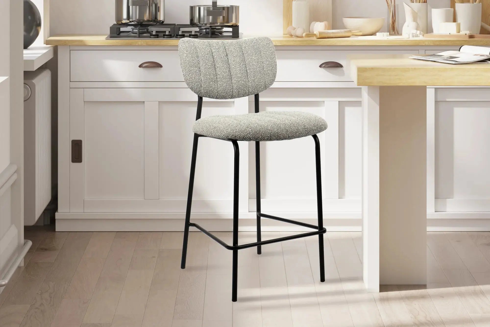 Chaise de bar ANITA Gris clair – 46 x 53 cm | TIKAYLA