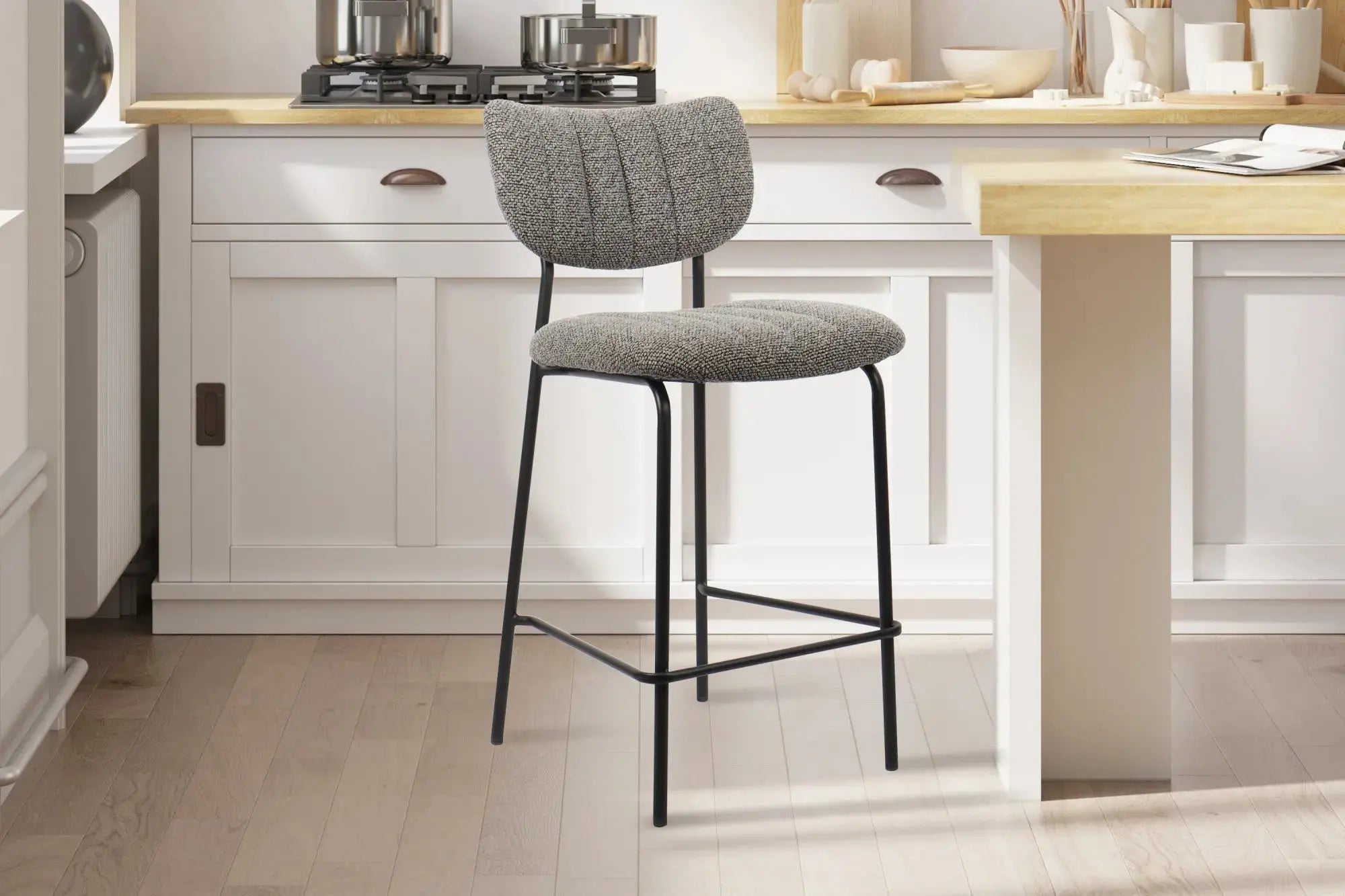 Chaise de bar ANITA Gris foncé – 46 x 53 cm | TIKAYLA