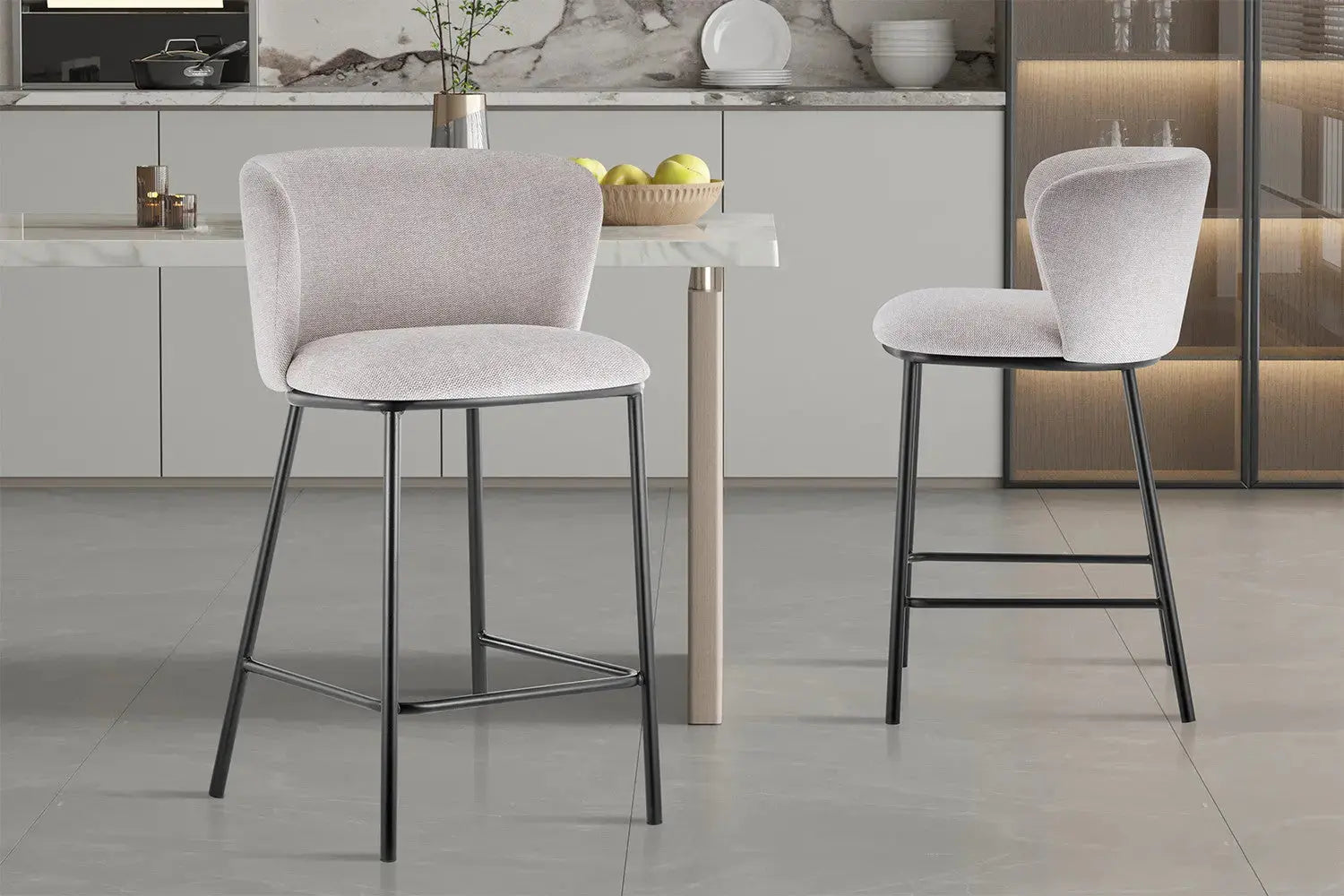 Chaise de bar ARTHURO Beige – 53 x 50,5 cm | TIKAYLA