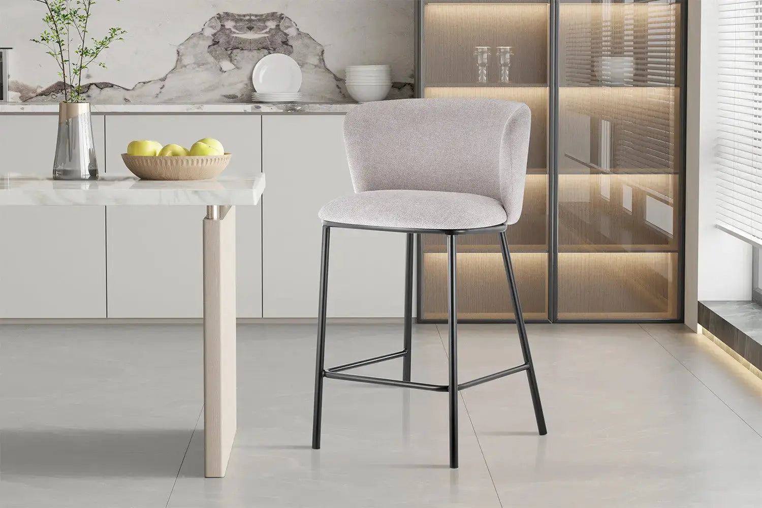 Chaise de bar ARTHURO Beige – 53 x 50,5 cm | TIKAYLA
