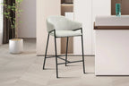 Chaise de bar HINAYA Gris clair velours côtelé – 54 x 59 cm | TIKAYLA
