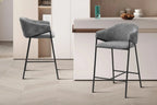 Chaise de bar HINAYA Gris foncé velours côtelé – 54 x 59 cm | TIKAYLA