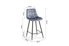 Chaise de bar JULIA Gris foncé velours – 46 x 36 cm | TIKAYLA
