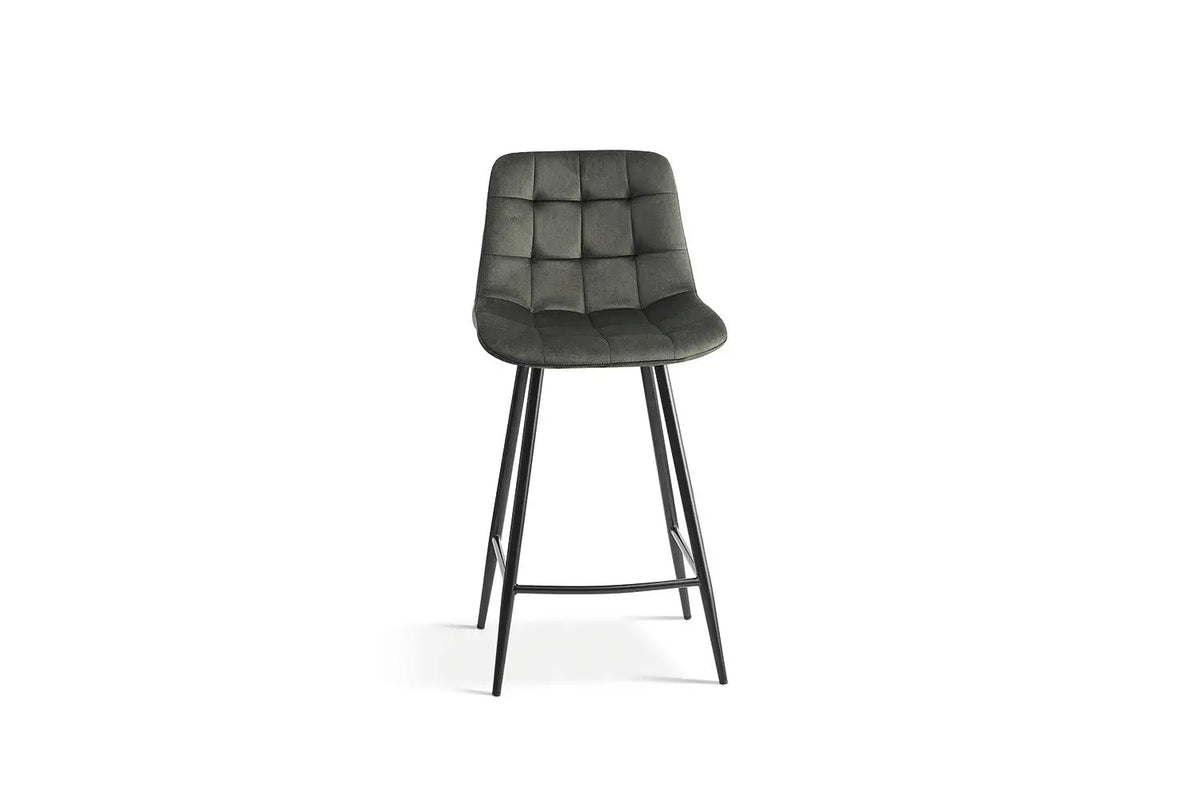 Chaise de bar JULIA Vert velours – 46 x 36 cm | TIKAYLA