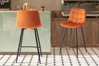 Chaise de bar JULIA Orange velours – 46 x 36 cm | TIKAYLA