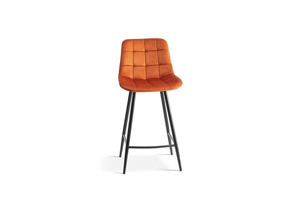 Chaise de bar JULIA Orange velours – 46 x 36 cm | TIKAYLA