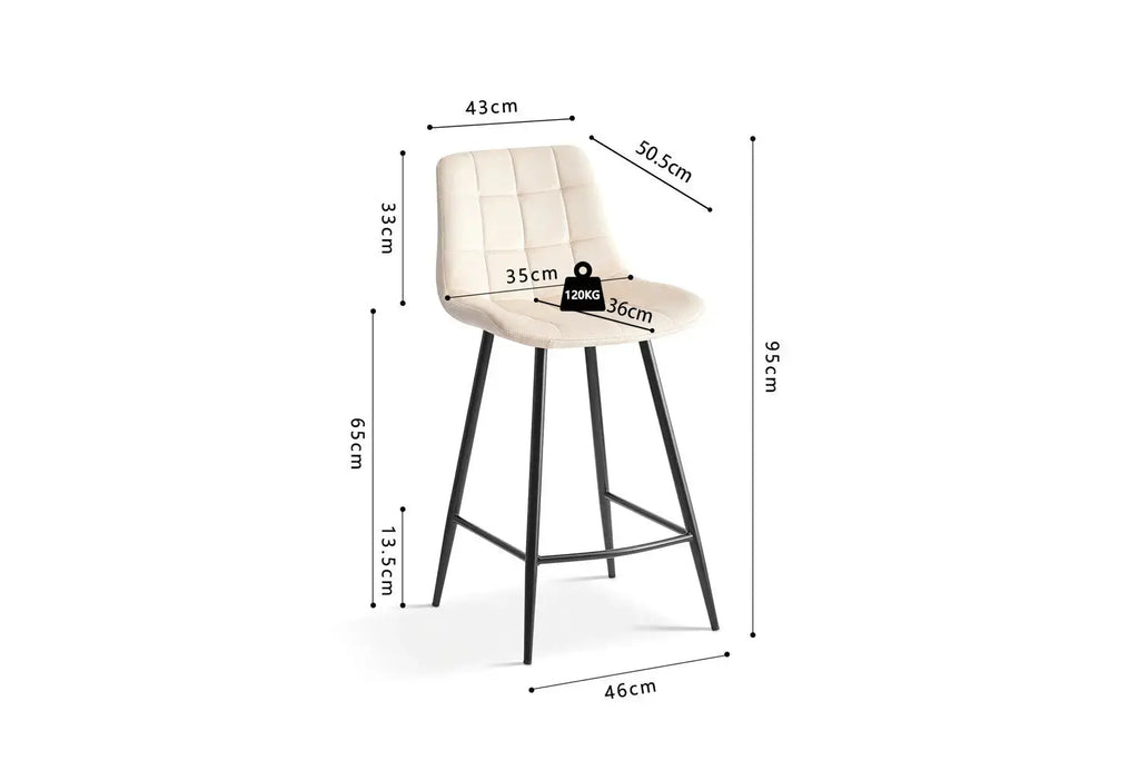 Chaise de bar JULIA Beige velours – 46 x 36 cm | TIKAYLA