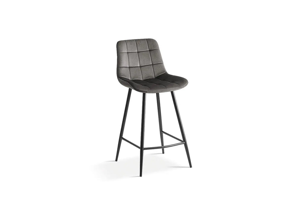 Chaise de bar JULIA Taupe velours – 46 x 36 cm | TIKAYLA