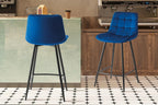 Chaise de bar JULIA Bleu velours – 46 x 36 cm | TIKAYLA