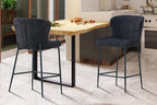 Chaise de bar LISE Gris foncé tissu bouclé – 51,5 x 56 cm | TIKAYLA