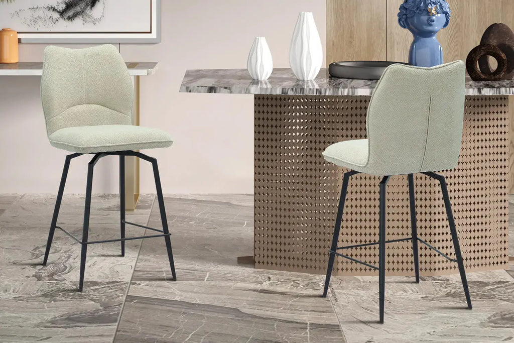 Chaise de bar LYARA Écru tissu – 48 x 56 cm | TIKAYLA