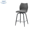 Chaise de bar LYARA Gris foncé tissu – 48 x 56 cm | TIKAYLA