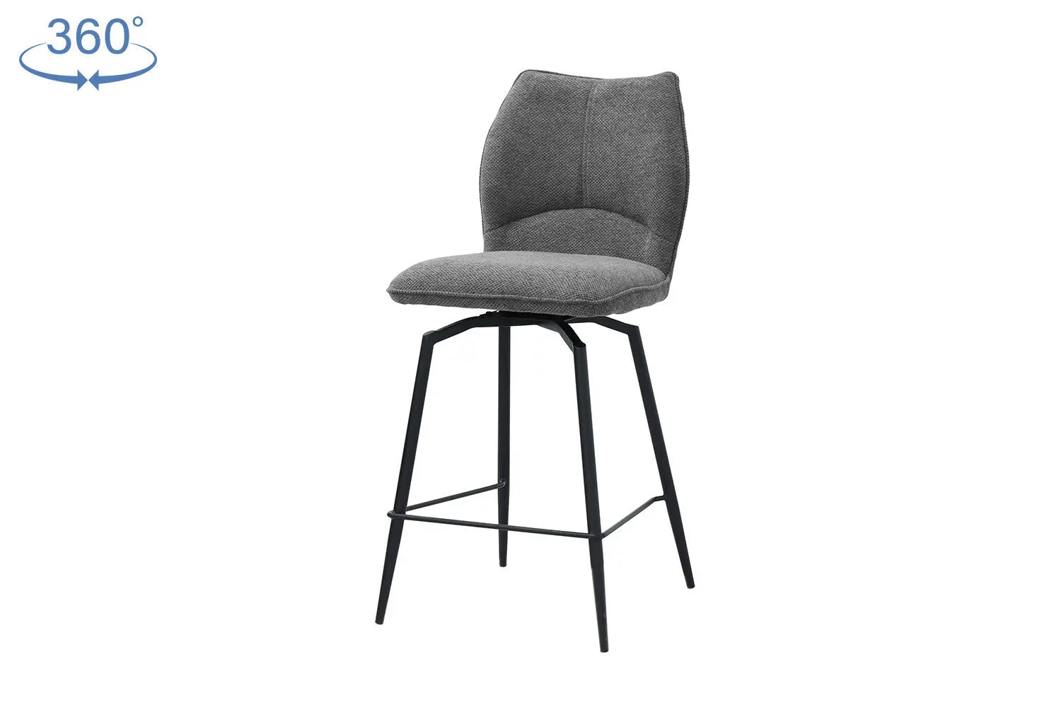 Chaise de bar LYARA Gris foncé tissu – 48 x 56 cm | TIKAYLA