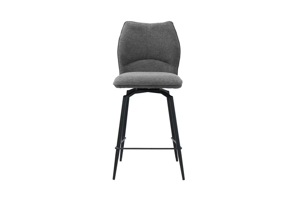Chaise de bar LYARA Gris foncé tissu – 48 x 56 cm | TIKAYLA