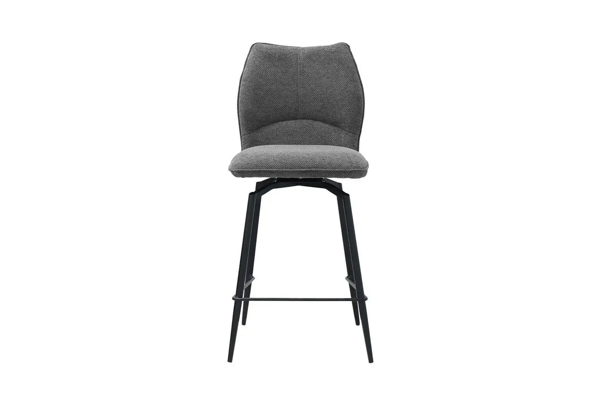 Chaise de bar LYARA Gris foncé tissu – 48 x 56 cm | TIKAYLA
