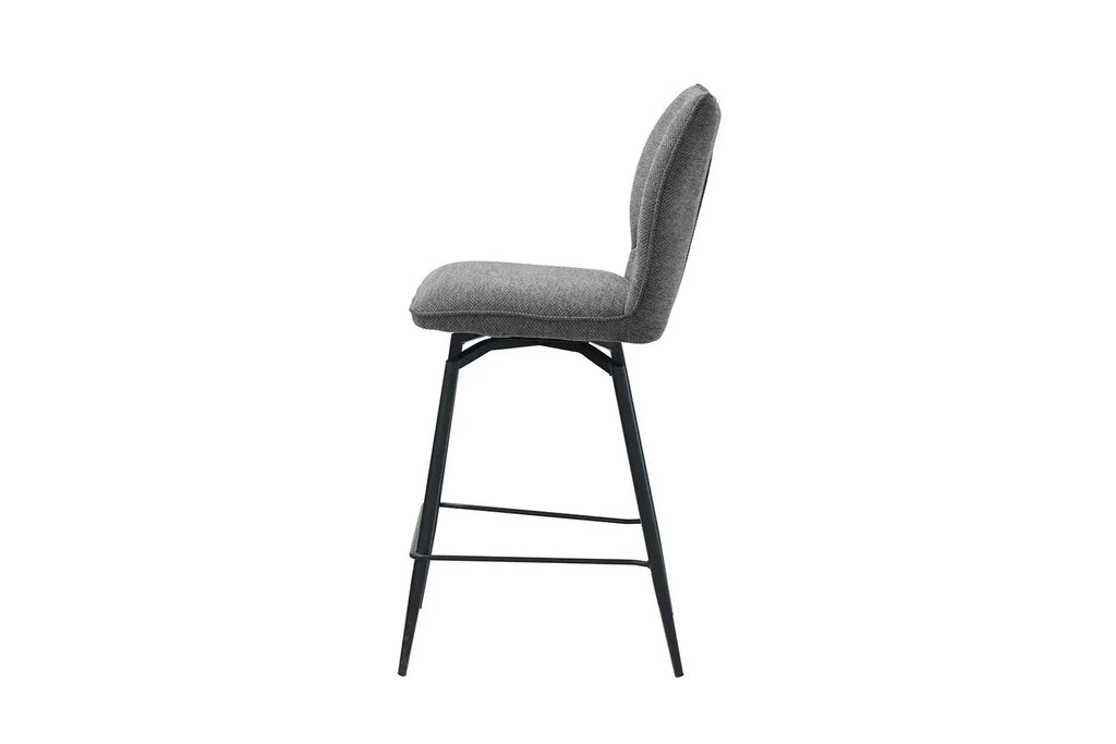 Chaise de bar LYARA Gris foncé tissu – 48 x 56 cm | TIKAYLA