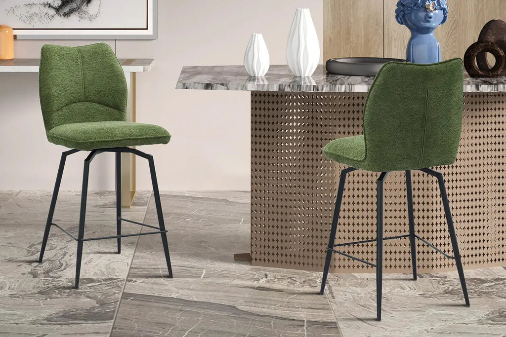 Chaise de bar LYARA Vert tissu – 48 x 56 cm | TIKAYLA