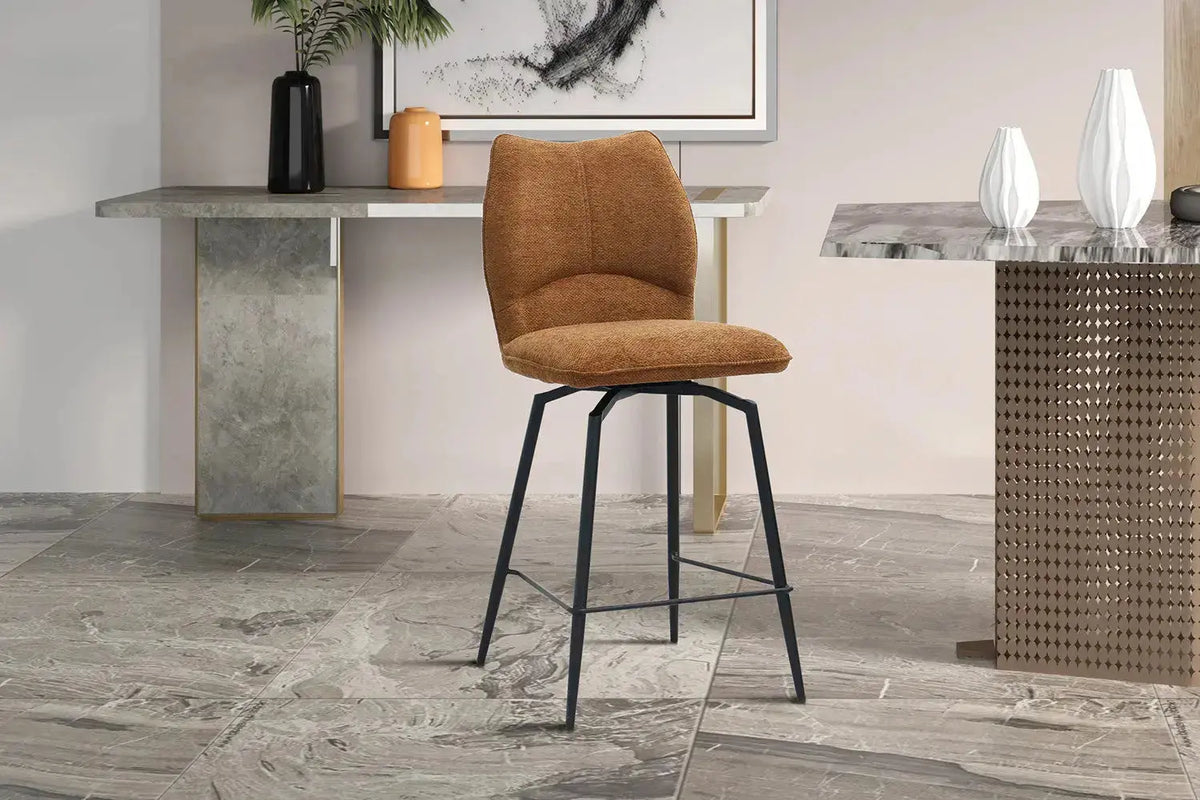 Chaise de bar LYARA Rouille tissu – 48 x 56 cm | TIKAYLA