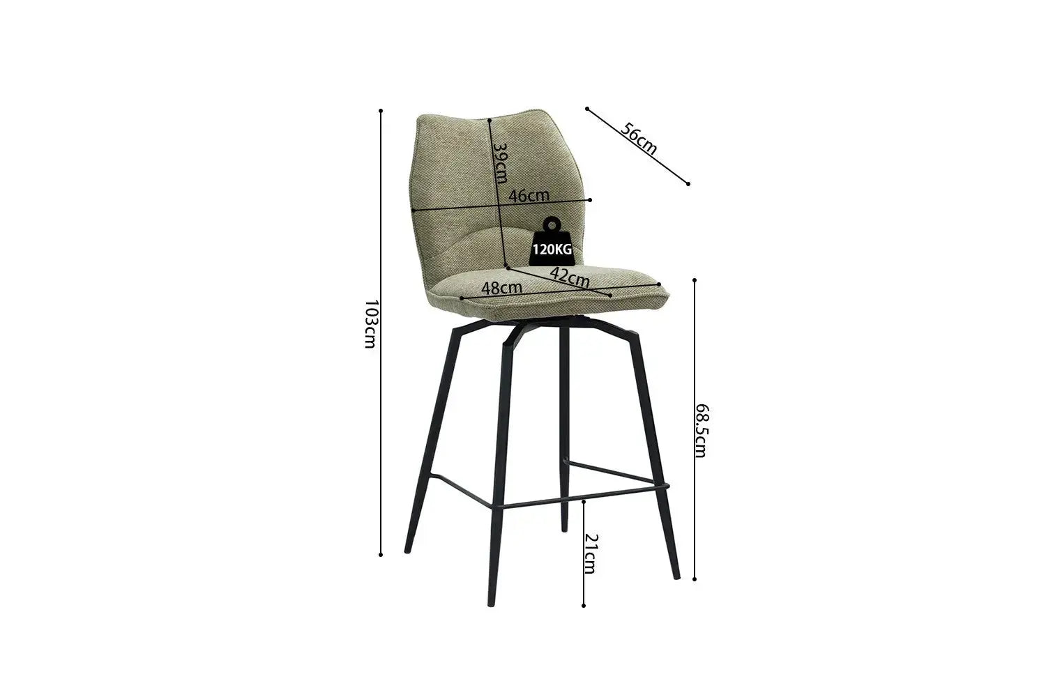 Chaise de bar LYARA Sable tissu – 48 x 56 cm | TIKAYLA