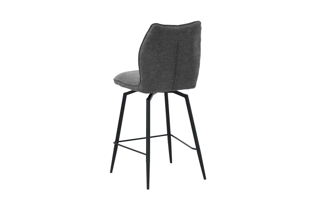 Chaise de bar LYARA Gris foncé tissu – 48 x 56 cm | TIKAYLA