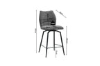 Chaise de bar LYARA Gris foncé tissu – 48 x 56 cm | TIKAYLA