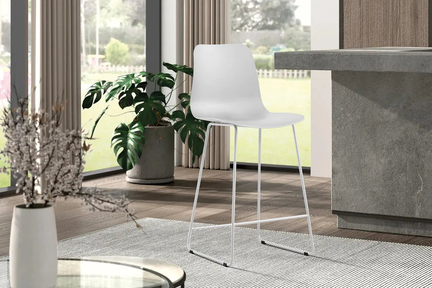 Chaise de bar MARYA Blanc polypropylène – 51 x 44 cm | TIKAYLA