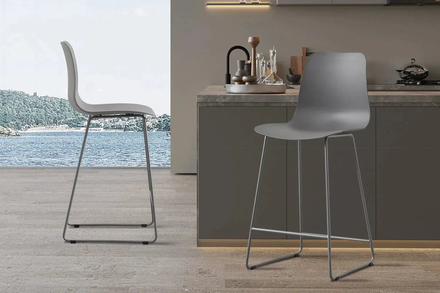 Chaise de bar MARYA Gris polypropylène – 51 x 44 cm | TIKAYLA
