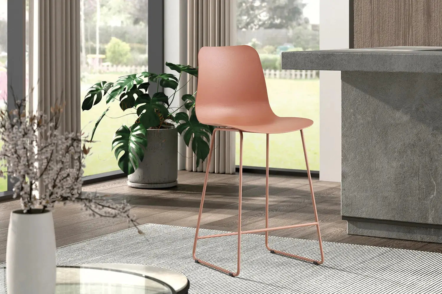 Chaise de bar MARYA Terracotta polypropylène – 51 x 44 cm | TIKAYLA