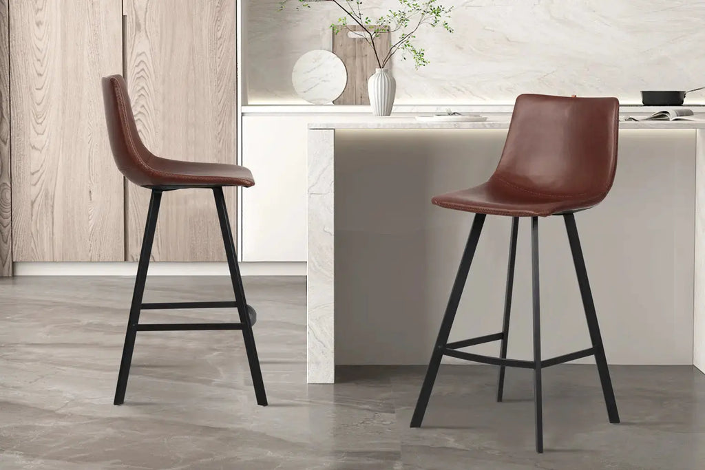 Chaise de bar OZAYA Brun simili cuir – 45 x 49 cm | TIKAYLA